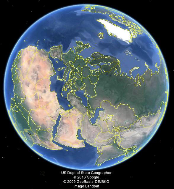 Земля - дата зйомки 4.10.2013 з висоти 15404ю38 км (Google earth)